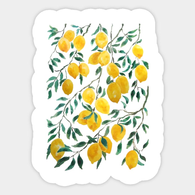 watercolor yellow lemon pattern Sticker by colorandcolor